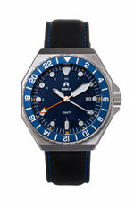 Shield Marco Leather-Band Watch w/Date - Navy