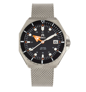 Shield Marius Bracelet Men's Diver Watch w/Date - Silver/Black