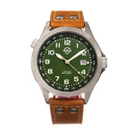 Shield Palau Leather-Band Men's Diver Watch w/Date - Silver/Green
