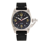 Shield Pascal Leather-Band Men's Diver Watch - Black/Silver