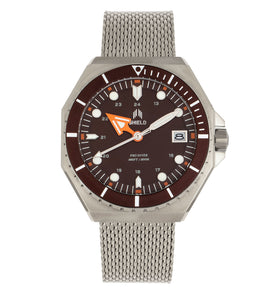 Shield Marius Bracelet Men's Diver Watch w/Date - Silver/Brown