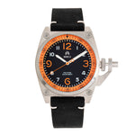Shield Pascal Leather-Band Men's Diver Watch - Black/Orange