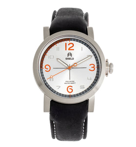 Shield Berge Leather-Band Men's Diver Watch - Silver