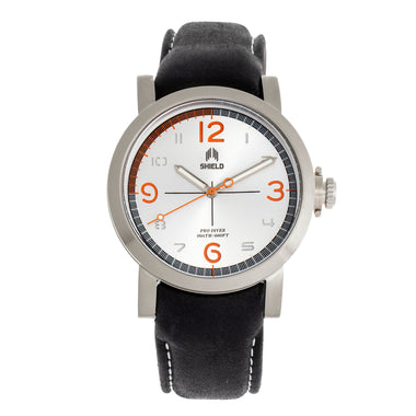 Shield Berge Leather-Band Men's Diver Watch - Silver