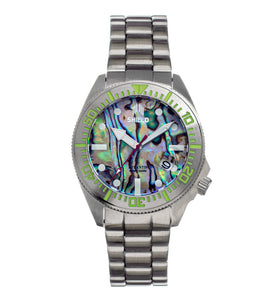 Shield Atlantis Abalone Bracelet Watch w/Date - Silver - SLDSH108-1