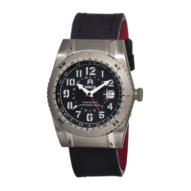 Shield Nuno Leather-Band Swiss Men's Diver Watch - Silver/Black