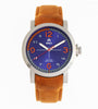 Shield Berge Leather-Band Men's Diver Watch - Silver/Blue