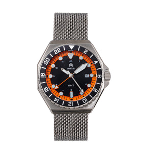 Shield Marco Bracelet Watch w/Date - Black/Orange - SLDSH116-2