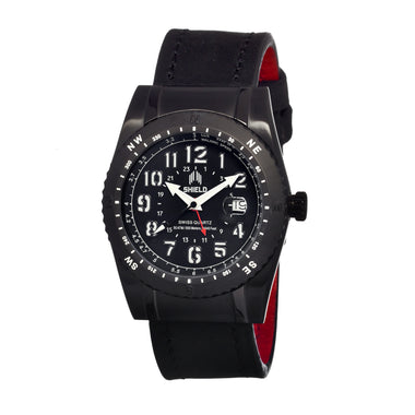 Shield Nuno Leather-Band Swiss Men's Diver Watch - Black