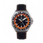 Shield Marco Leather-Band Watch w/Date - Black/Orange - SLDSH116-10