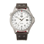 Shield Palau Leather-Band Men's Diver Watch w/Date - Silver/Grey