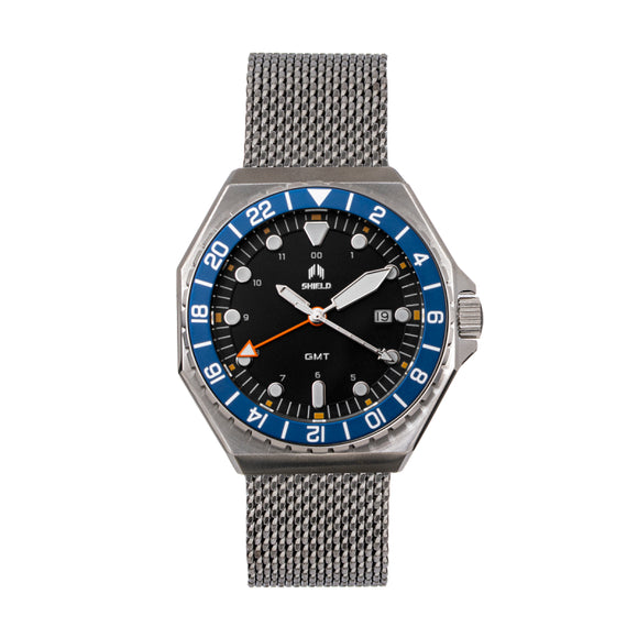 Shield Marco Bracelet Watch w/Date - Black/Navy