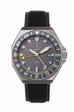 Shield Marco Leather-Band Watch w/Date - Grey