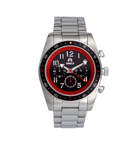 Shield Exley Bracelet Men's Chronograph Diver Watch - Black/Red