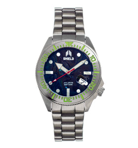 Shield Atlantis Abalone Bracelet Watch w/Date - Black - SLDSH108-2