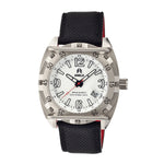 Shield Pilecki Leather-Band Swiss Mens Diver Watch - Silver/White