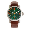 Shield Berge Leather-Band Men's Diver Watch - Silver/Green