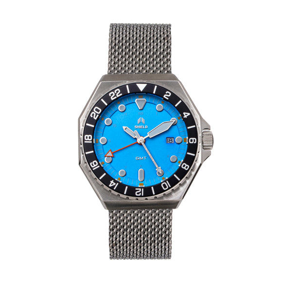 Shield Marco Bracelet Watch w/Date - Light Blue