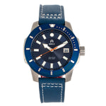 Shield Shaw Leather-Band Men's Diver Watch w/Date - Silver/Blue