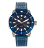 Shield Shaw Leather-Band Men's Diver Watch w/Date - Silver/Blue