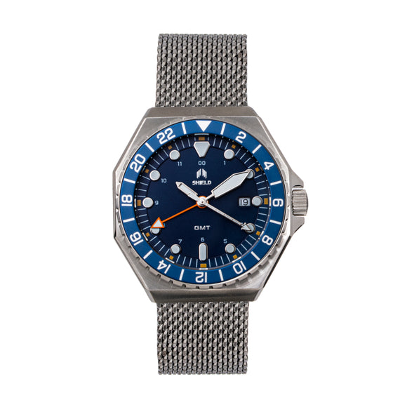 Shield Marco Bracelet Watch w/Date - Navy