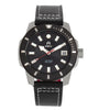 Shield Shaw Leather-Band Men's Diver Watch w/Date - Silver/Black