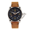 Shield Pascal Leather-Band Men's Diver Watch - Light Brown/Black