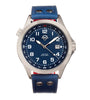 Shield Palau Leather-Band Men's Diver Watch w/Date - Silver/Blue