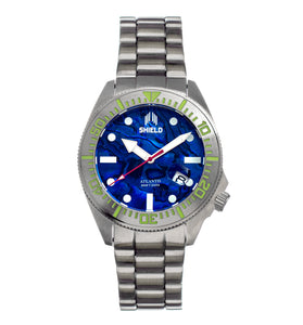 Shield Atlantis Abalone Bracelet Watch w/Date - Blue - SLDSH108-5