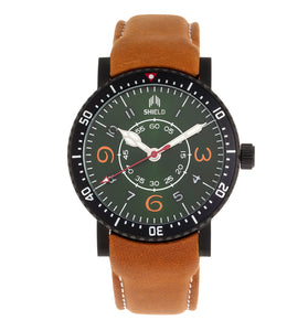 Shield Gilliam Leather-Band Men's Diver Watch - Black/Green