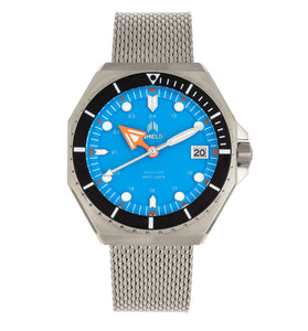 Shield Marius Bracelet Men's Diver Watch w/Date - Silver/Blue