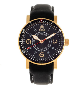 Shield Gilliam Leather-Band Men's Diver Watch - Gold/Black