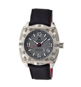 Shield Pilecki Leather-Band Swiss Mens Diver Watch - Silver/Grey
