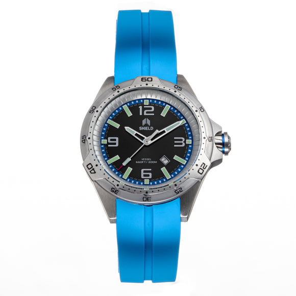 Shield Vessel Strap Watch w/Date - Light Blue