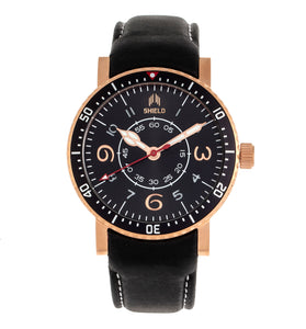 Shield Gilliam Leather-Band Men's Diver Watch - Rose Gold/Black