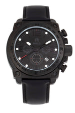Shield Tesei Chronograph Leather-Band Men's Diver Watch w/Date - Black