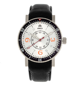 Shield Gilliam Leather-Band Men's Diver Watch - Silver