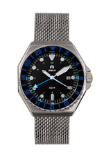 Shield Marco Bracelet Watch w/Date - Black/Blue