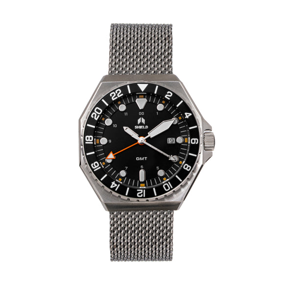 Shield Marco Bracelet Watch w/Date - Black