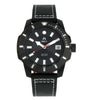 Shield Shaw Leather-Band Men's Diver Watch w/Date - Black