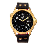 Shield Palau Leather-Band Men's Diver Watch w/Date - Gold/Black