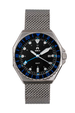 Shield Marco Bracelet Watch w/Date - Black/Blue - SLDSH116-5