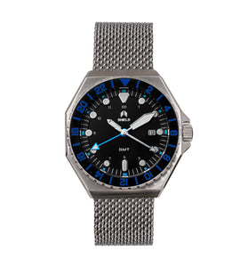 Shield Marco Bracelet Watch w/Date - Black/Blue - SLDSH116-5