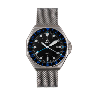 Shield Marco Bracelet Watch w/Date - Black/Blue - SLDSH116-5