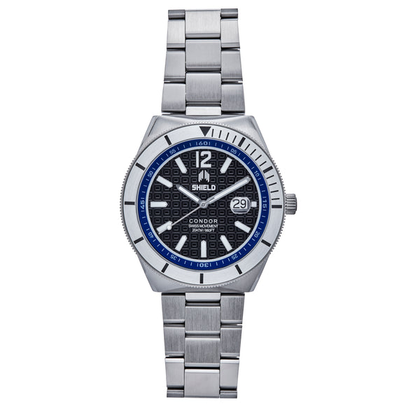 Shield Condor Bracelet Watch w/Date - White - SLDSH118-2