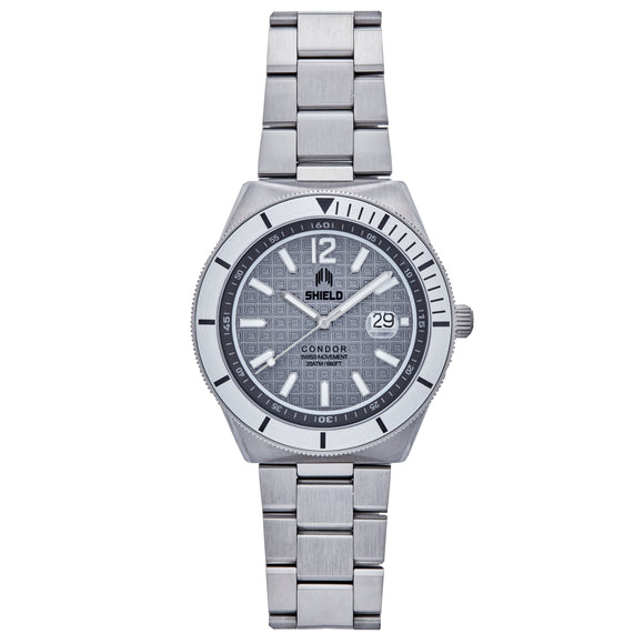 Shield Condor Bracelet Watch w/Date - Gray - SLDSH118-3
