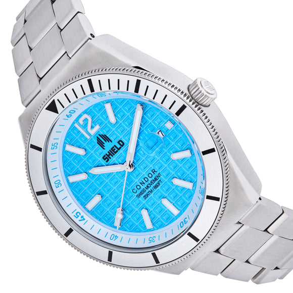 Shield Condor Bracelet Watch w/Date - Blue - SLDSH118-5